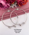 AD Diamond Design Silver Kadli Type Bangles Wholesale Price In Surat
